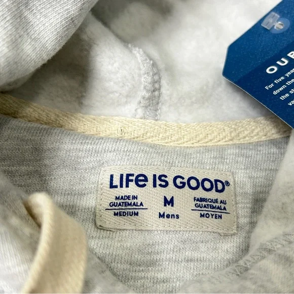 Life is Good NWT Men's Gray Hoodie Size Medium Mountains - Picture 3 of 8